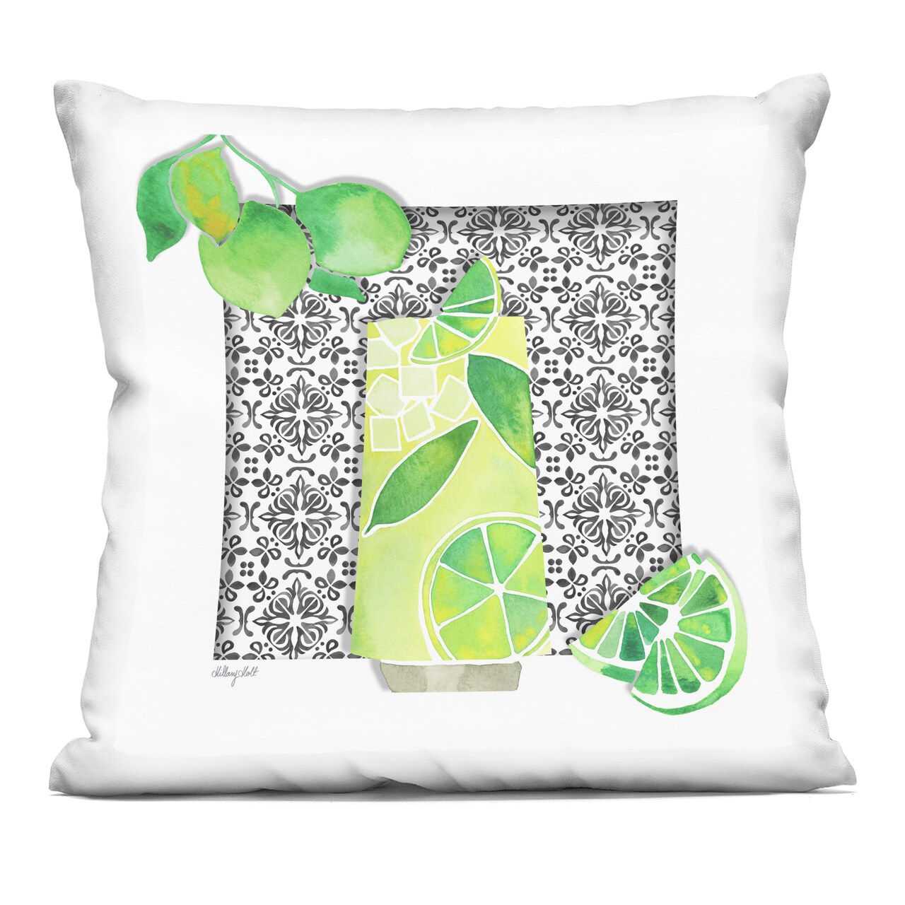 Stupell Industries Mediterranean Mojito Drink Decorative Printed Pillow design by Hillary Holt, 18 x 7 x 18
